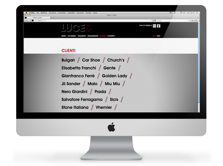 Luce5 website - clienti